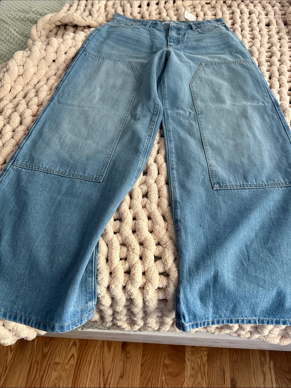 LOFT Medium Blue Wide-Leg Patch Pocket Jeans